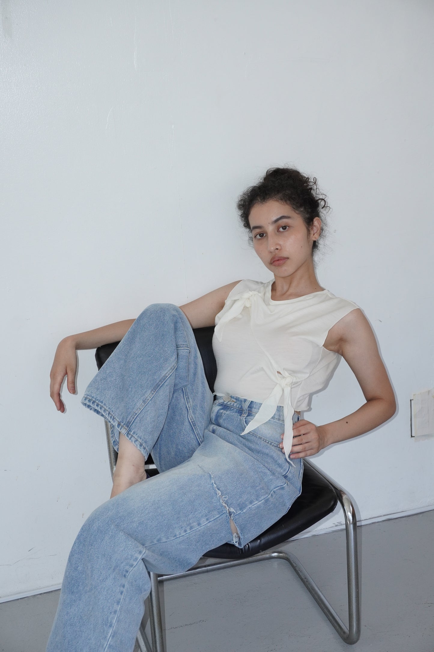 Sleeveless Bow Top / African Wool Jersey