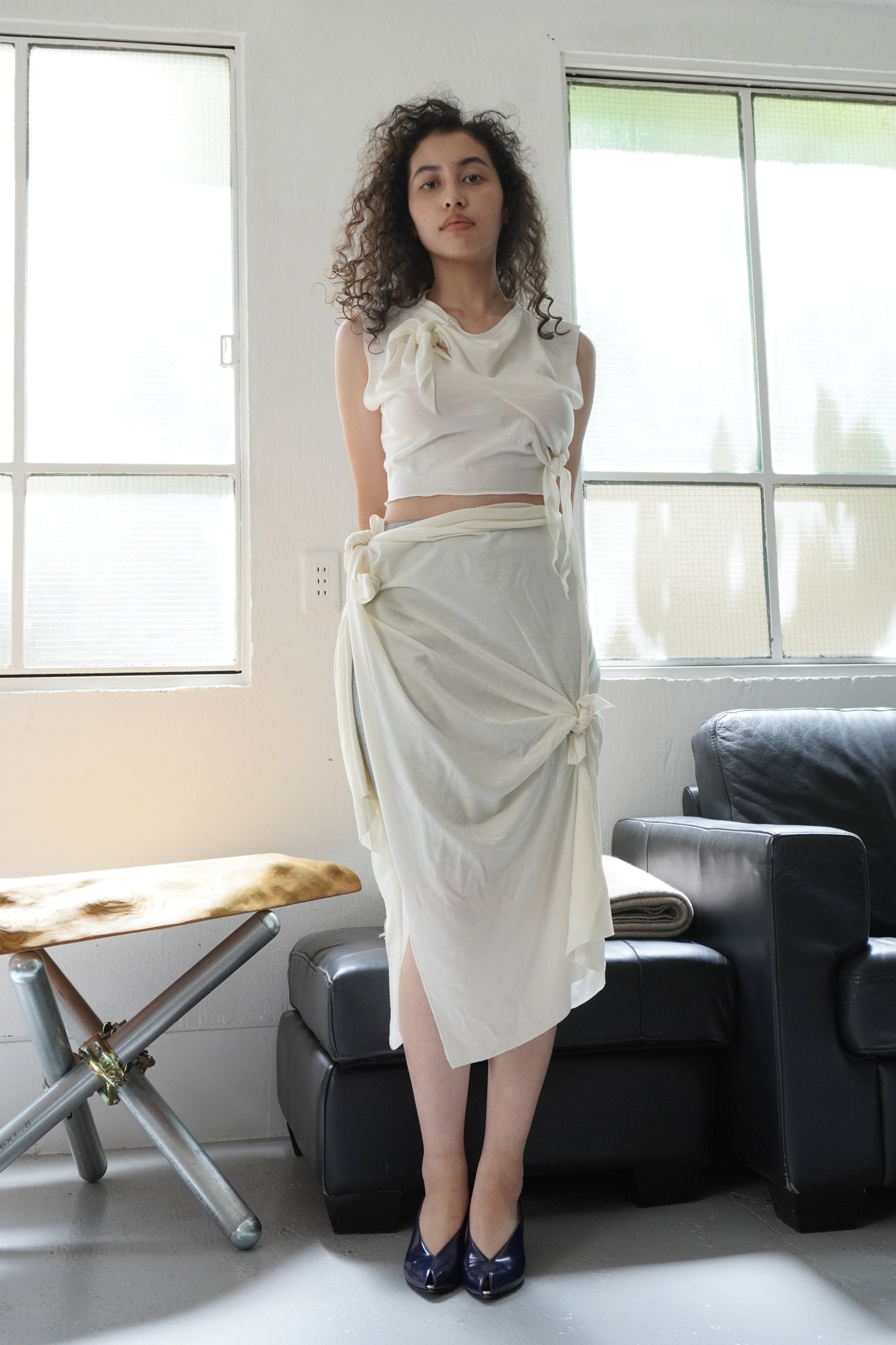 Sleeveless Bow Top / African Wool Jersey