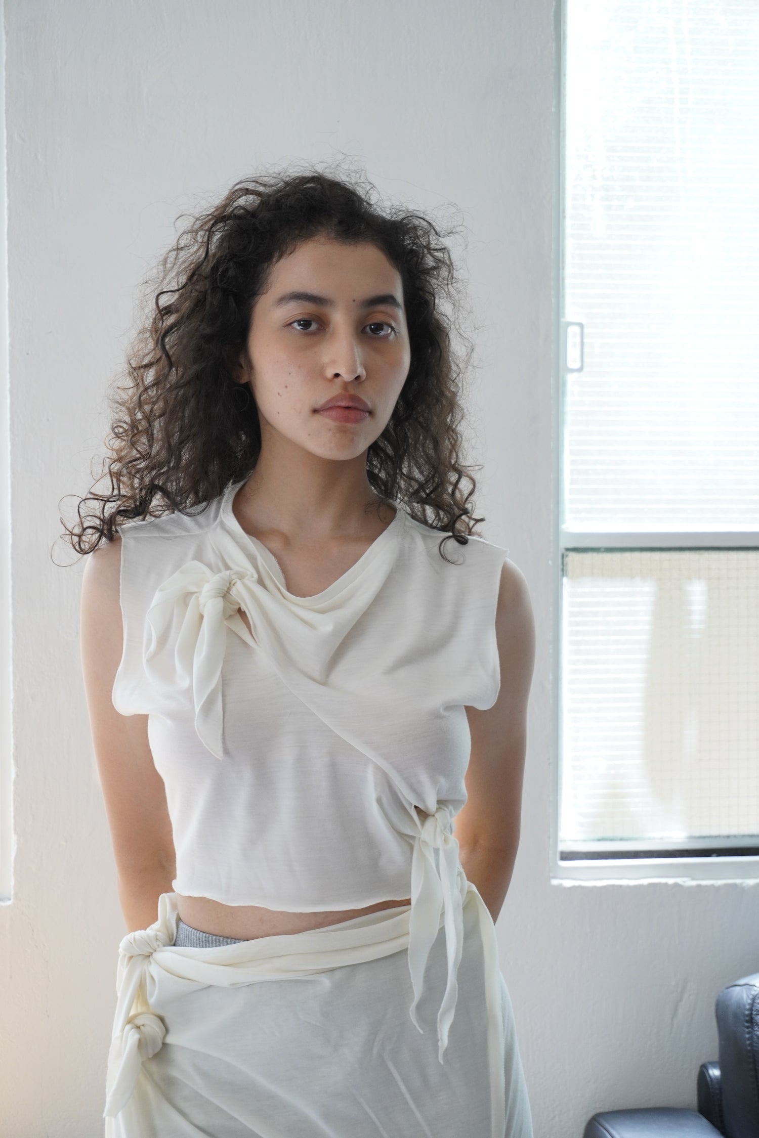 Sleeveless Bow Top / African Wool Jersey