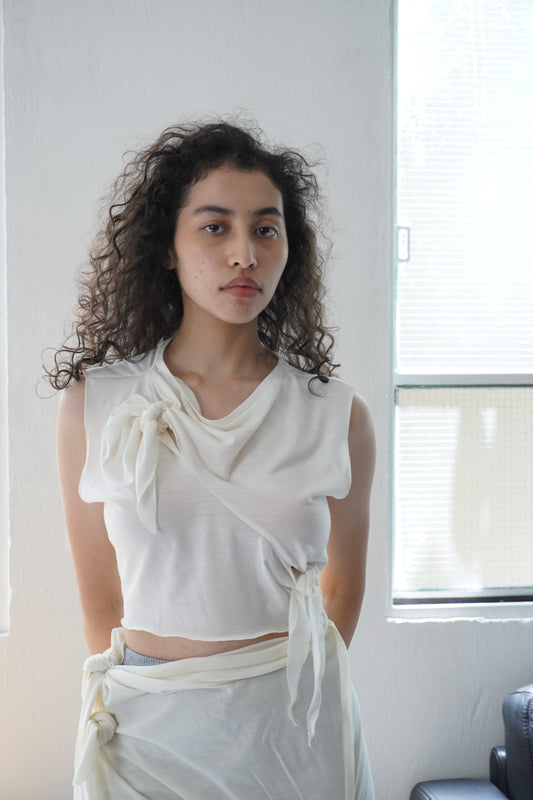 Sleeveless Bow Top / African Wool Jersey