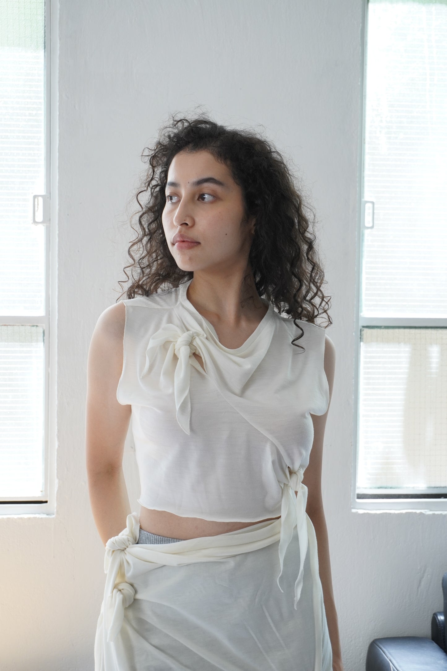 Sleeveless Bow Top / African Wool Jersey