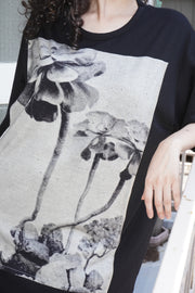 Front Panel Tee in Cactus Rosette  / Cloud Wool Jersey