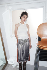 Front Panel Skirt in Desert Cactus / Cloud Wool Jersey