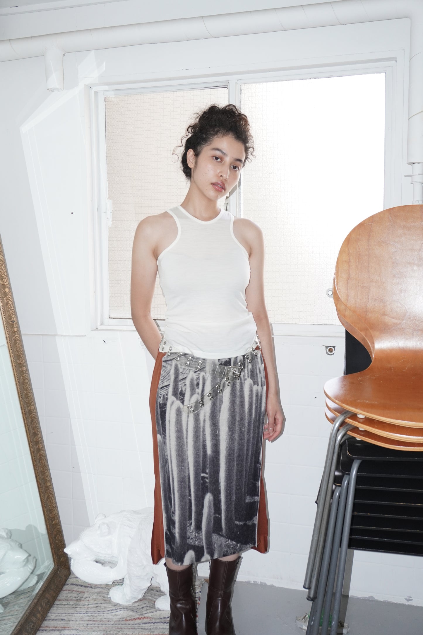 American Sleeve Tank Top / African Wool Jersey
