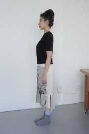 Front Panel Skirt in Cactus Rosette  / Cloud Wool Jersey