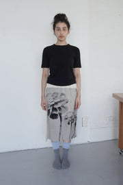 Front Panel Skirt in Cactus Rosette  / Cloud Wool Jersey