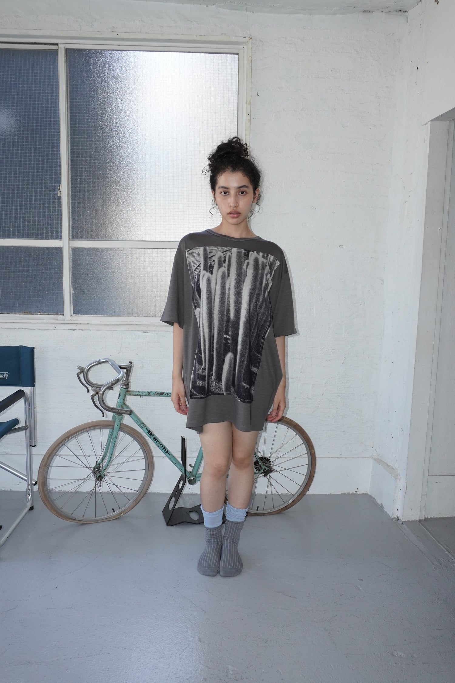 Front Panel Tee in Desert Cactus  / Cloud Wool Jersey