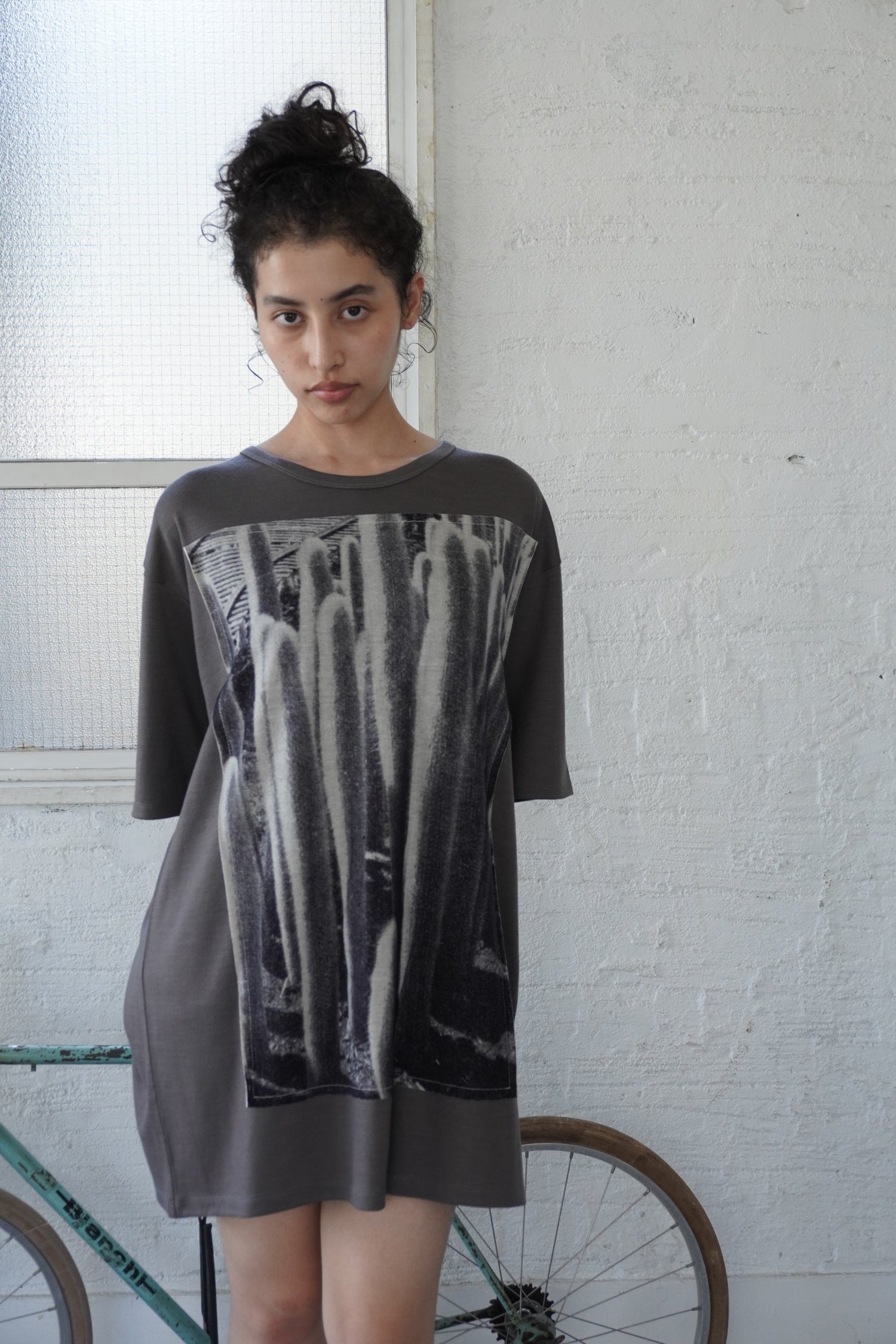Front Panel Tee in Desert Cactus  / Cloud Wool Jersey